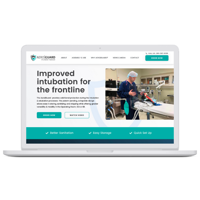 Aero|Guard website design by SPARK Business Works