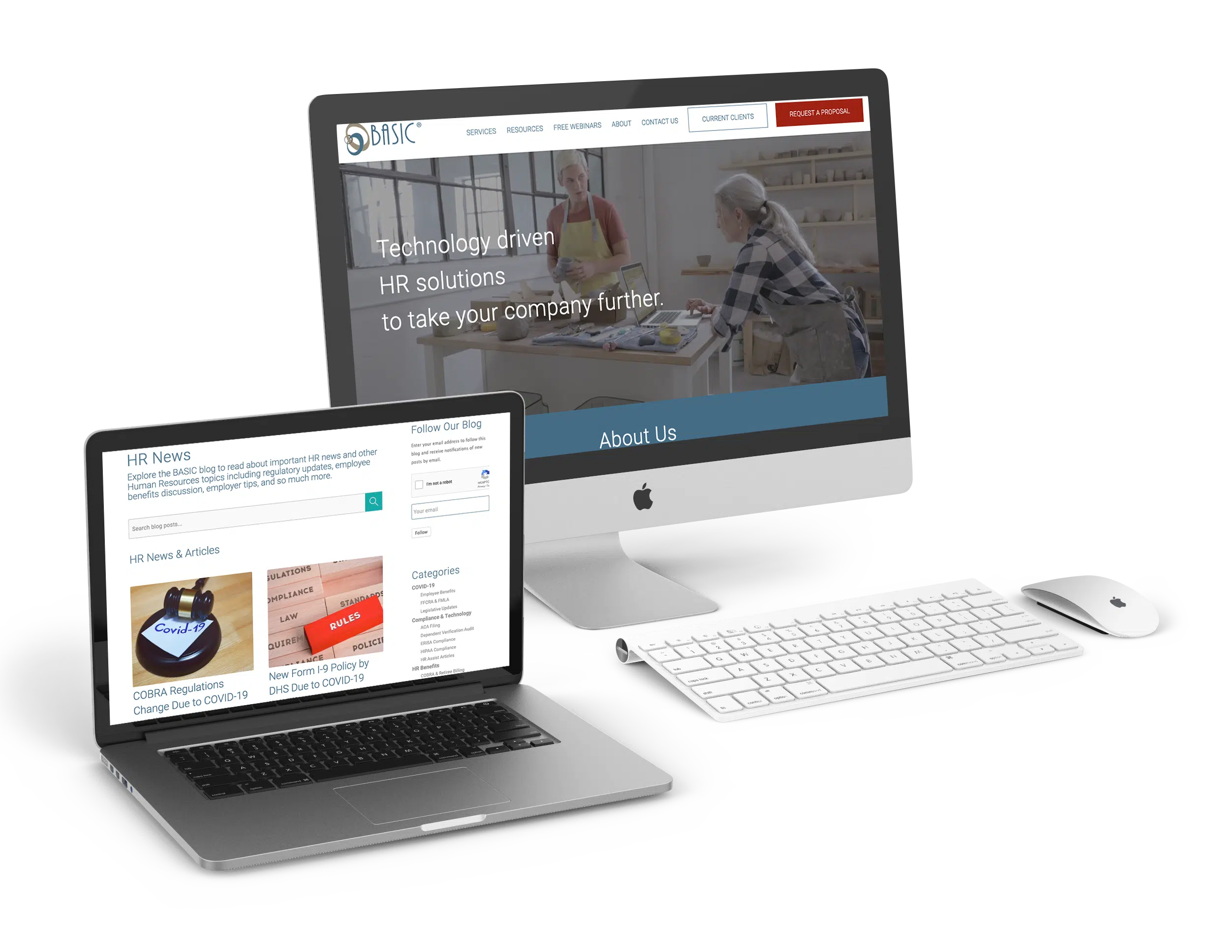 BASIC website design on mobile and desktop